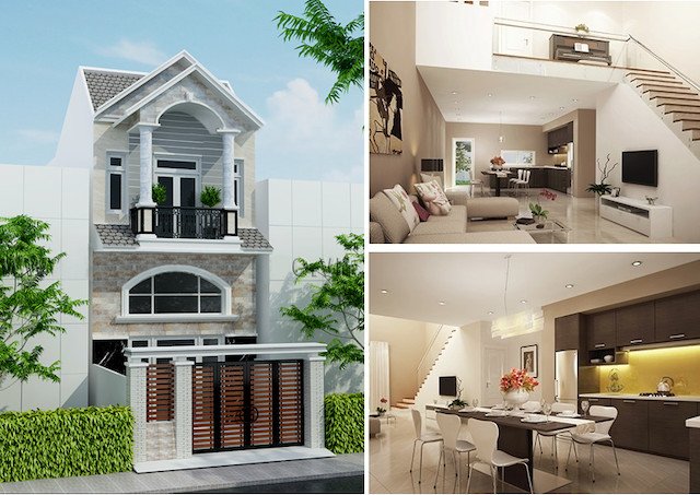 Mặt tiền nhà ống hiện đại tối ưu phong thủy