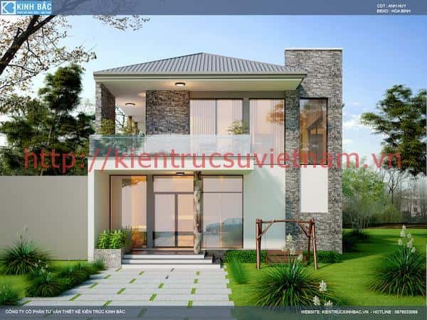 Phòng ngủ gỗ óc chó với cửa sổ lớn