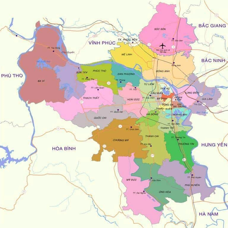 Bản đồ hành chính Hà Nội