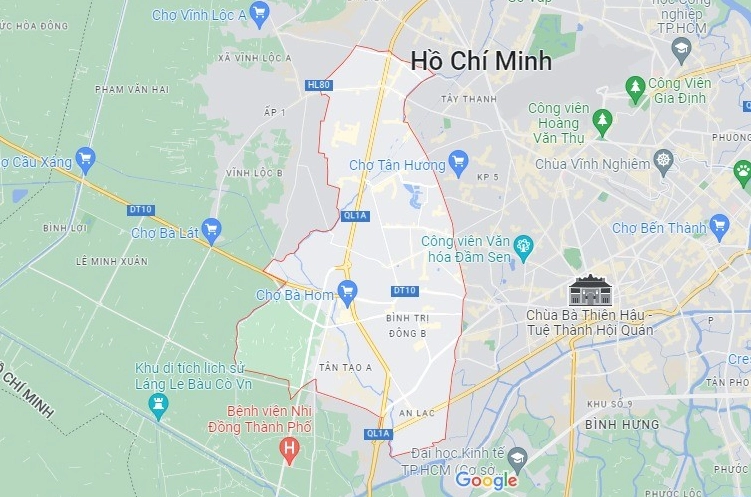 Bản đồ vị trí Quận Bình Tân, TP.HCM