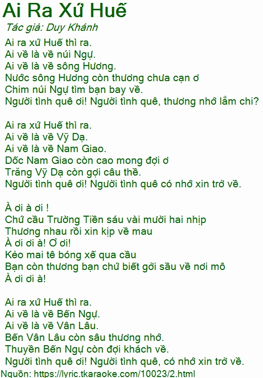 Ai Ra Xứ Huế: Lịch Sử, Ý Nghĩa Và Lời Ca Bất Hủ Bìa đĩa nhạc Ai ra xứ Huế hoặc hình ảnh minh họa ca dao