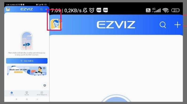 Giao diện cài đặt chia sẻ camera Ezviz