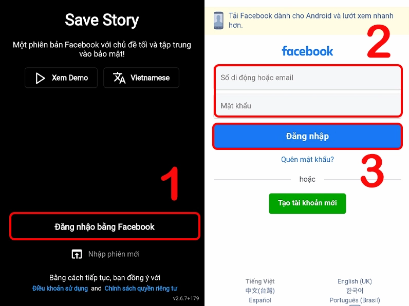 Minh họa cách xem story Facebook ẩn danh