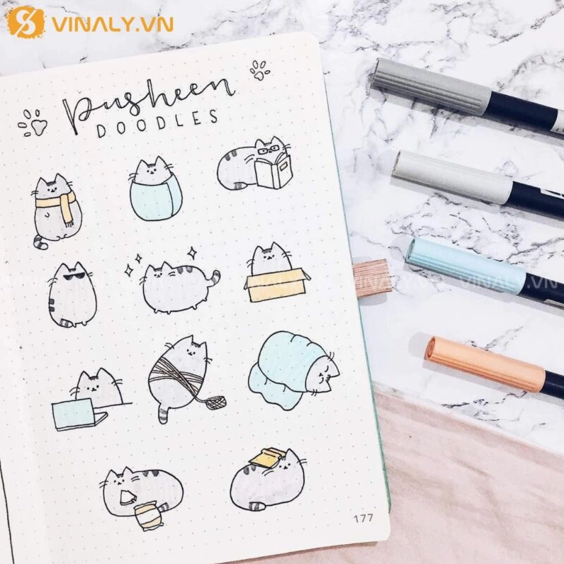 Trang trí sổ tay đơn giản với các sticker và washi tape