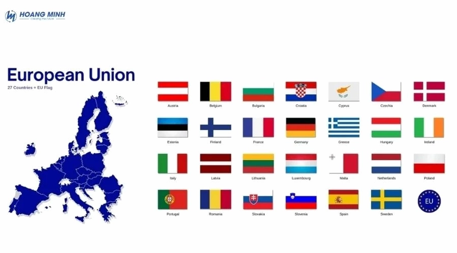 Bản đồ EU với các quốc gia thành viên được đánh dấu
