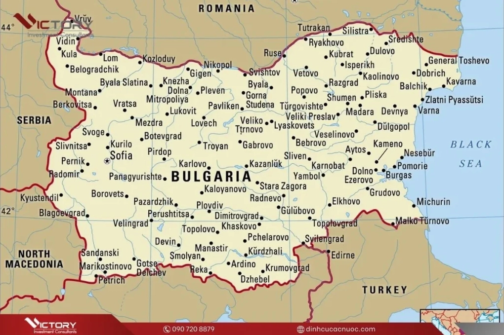 Bulgaria Là Nước Nào? Khám Phá Về Xứ Sở Hoa Hồng 2026 Bản đồ vị trí địa lý của Bulgaria