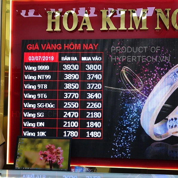 Màn hình hiển thị giá vàng