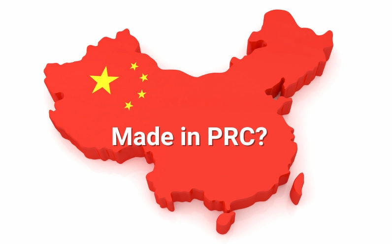 Nhãn Made in PRC trên sản phẩm