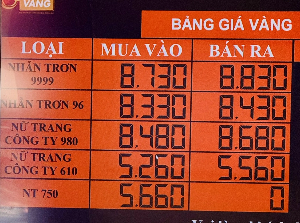 Niêm yết giá vàng tại tiệm vàng Kim Vinh (ảnh minh họa)